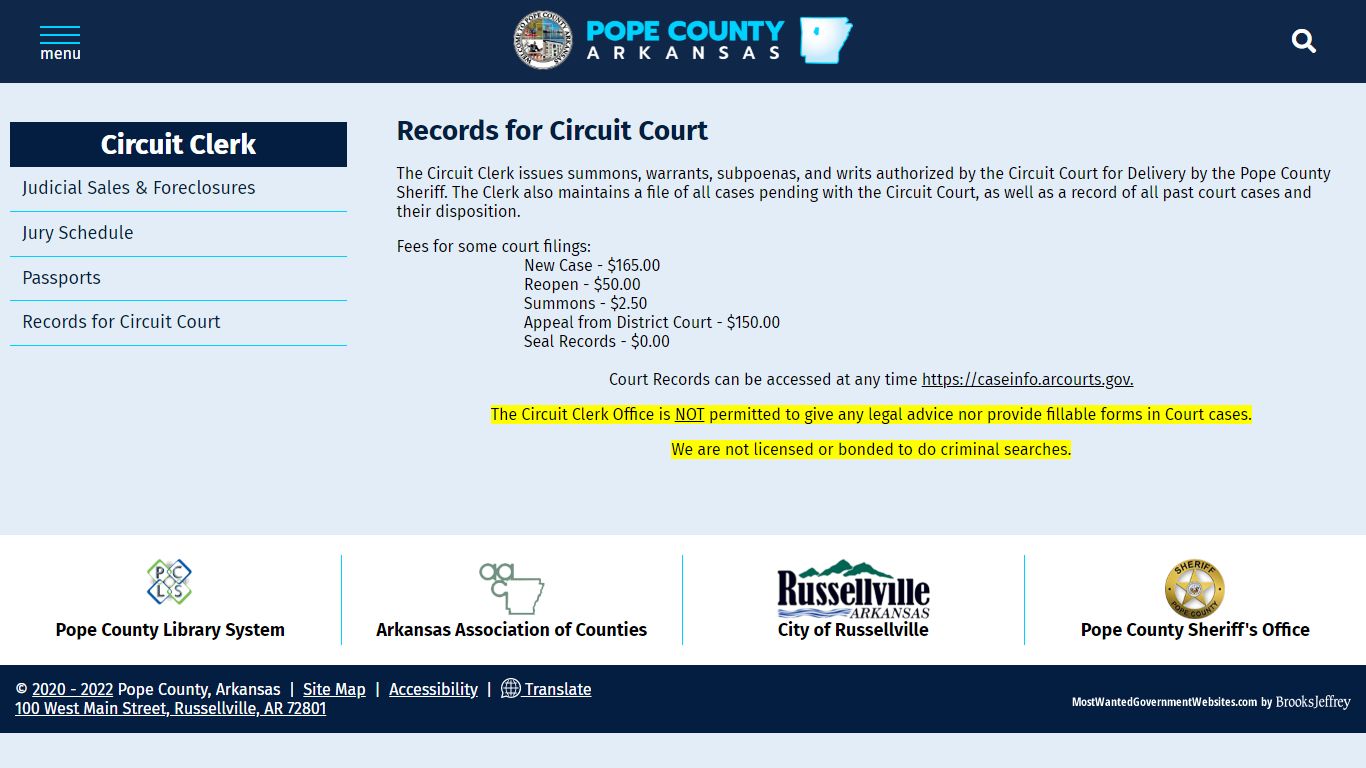 Records for Circuit Court - Pope County, Arkansas