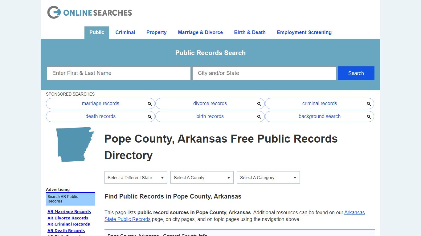 Pope County, Arkansas Public Records Directory